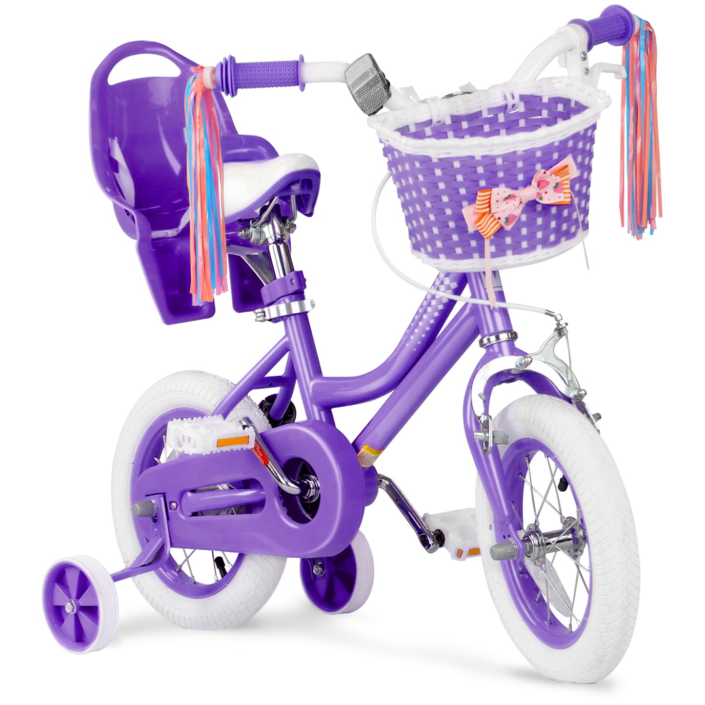 KORIMEFA Kids Bike for Toddlers and Kids Ages 2-7 Years, 12 14 16 Inch Girls Bikes with Training Wheels, Doll Seat, Streamers and Basket, Toddler Bike, Multiple Colors