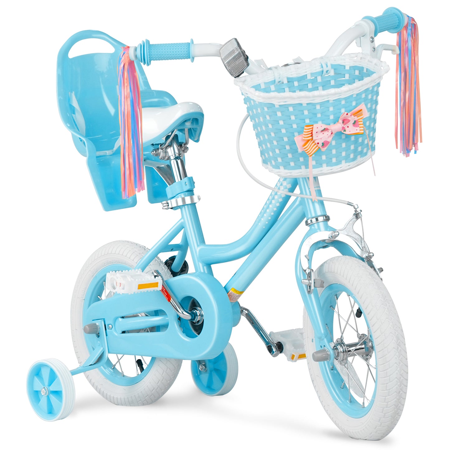 KORIMEFA Kids Bike for Toddlers and Kids Ages 2-7 Years, 12 14 16 Inch Girls Bikes with Training Wheels, Doll Seat, Streamers and Basket, Toddler Bike, Multiple Colors