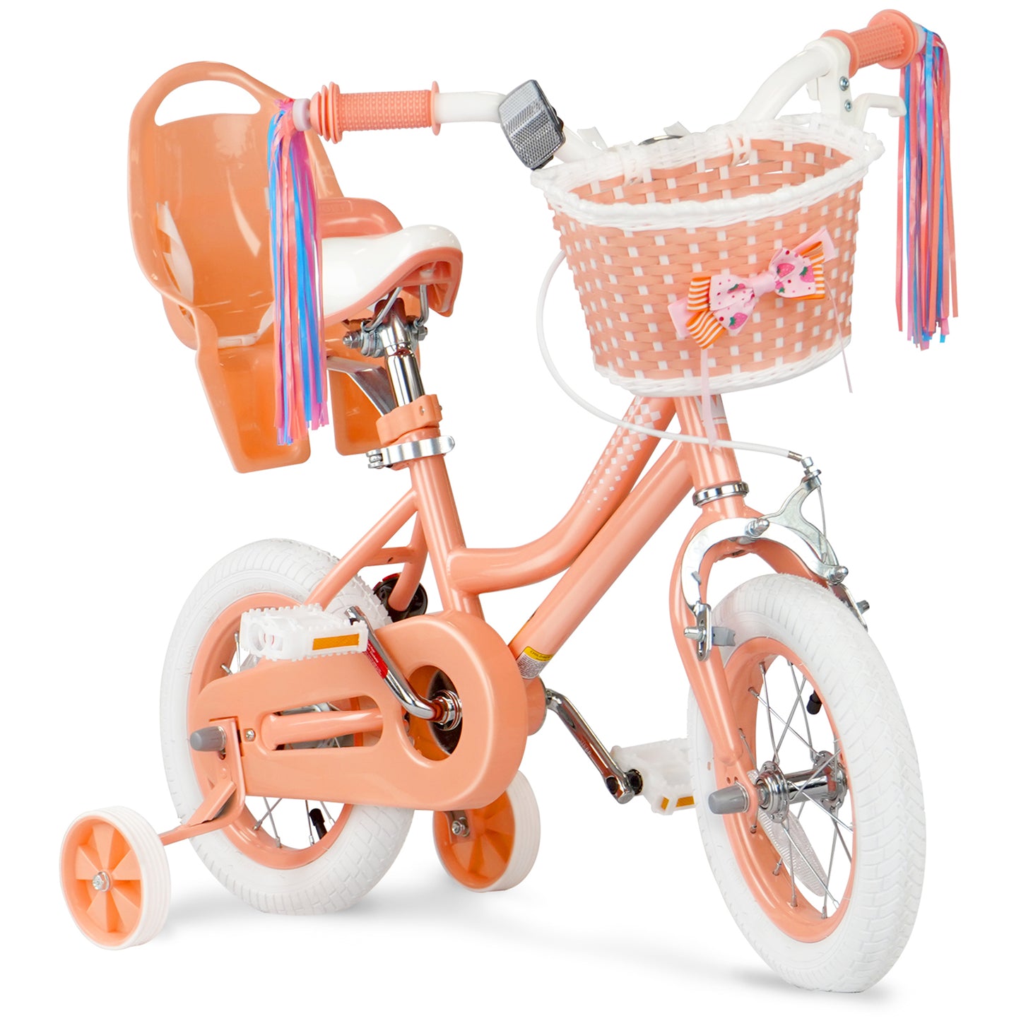 KORIMEFA Kids Bike for Toddlers and Kids Ages 2-7 Years, 12 14 16 Inch Girls Bikes with Training Wheels, Doll Seat, Streamers and Basket, Toddler Bike, Multiple Colors
