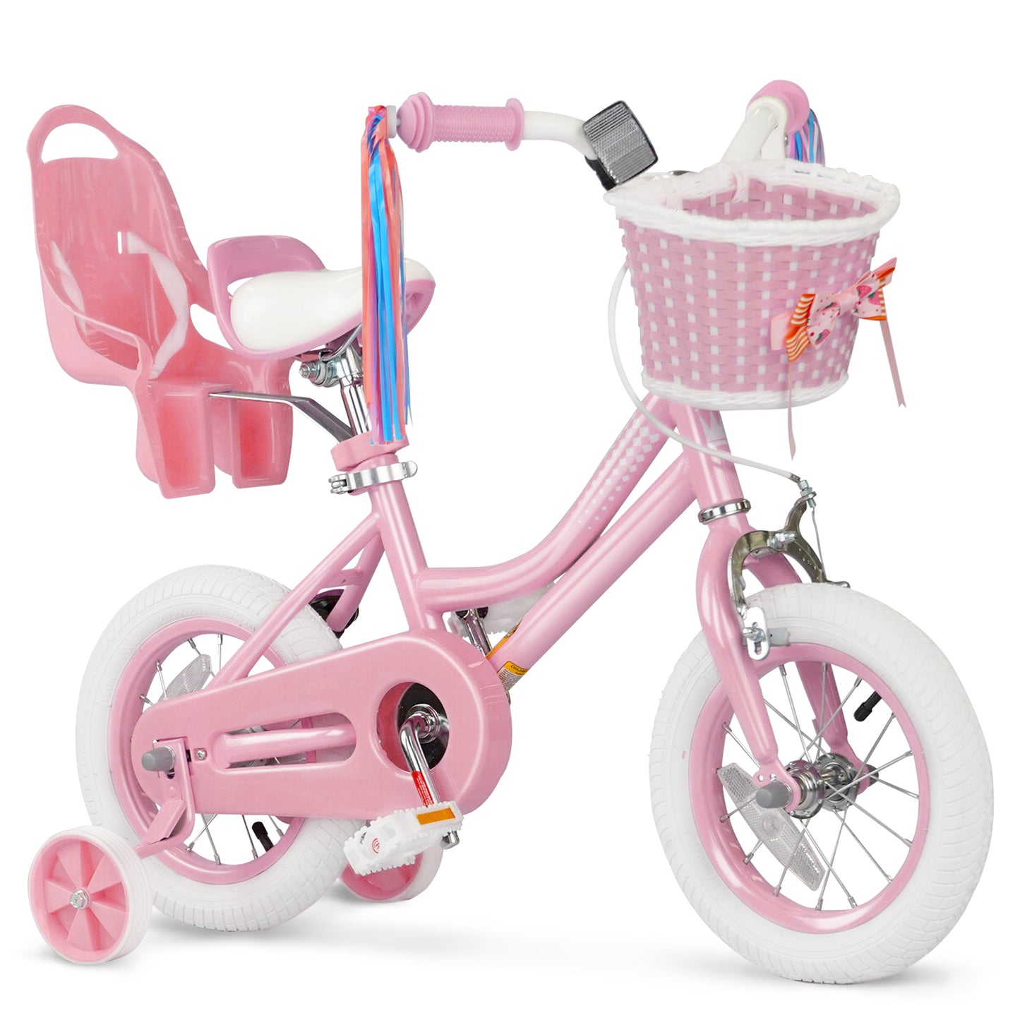 KORIMEFA Kids Bike for Toddlers and Kids Ages 2-7 Years, 12 14 16 Inch Girls Bikes with Training Wheels, Doll Seat, Streamers and Basket, Toddler Bike, Multiple Colors