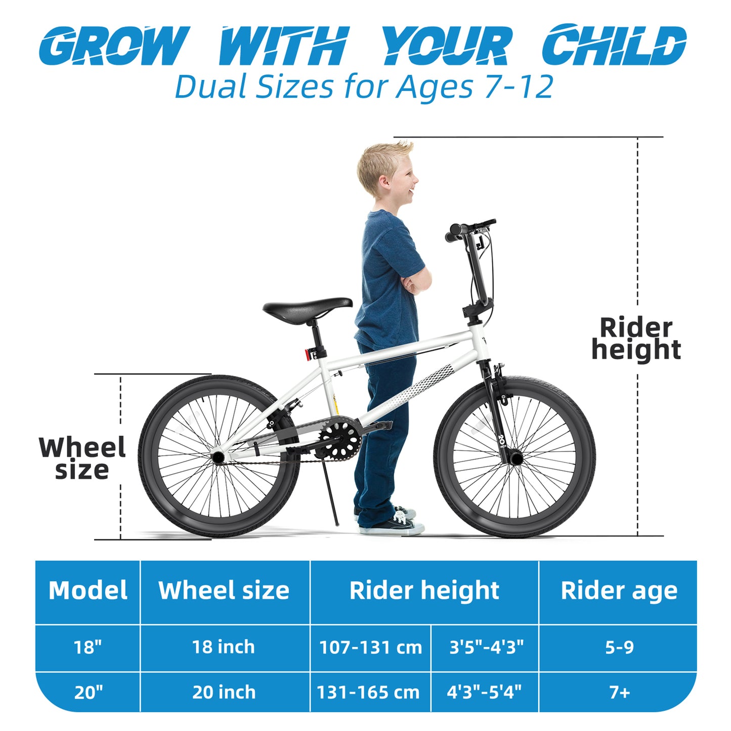 Freestyle Kids BMX Bikes 18 20 Inch Kids Bicycles for Years Old Boys Girls Teen with Adjustable Seat and Handbrake, for Kids 8-12 Beginner-Level to Advanced Rider