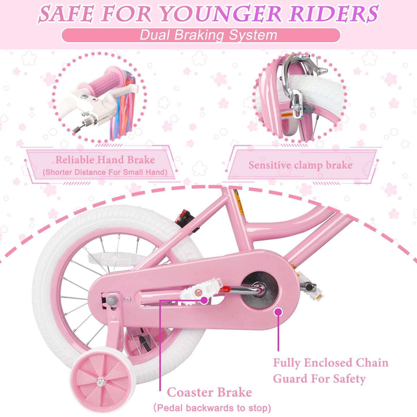 KORIMEFA Kids Bike for Toddlers and Kids Ages 2-7 Years, 12 14 16 Inch Girls Bikes with Training Wheels, Doll Seat, Streamers and Basket, Toddler Bike, Multiple Colors