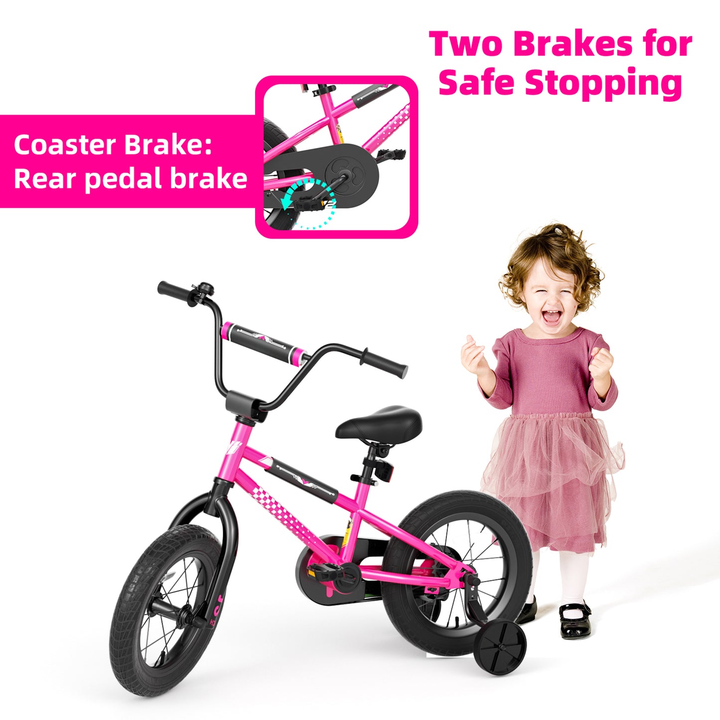 Kids Bike , 12 14 16 Inch Kids Bike BMX Style Bicycle with Training Wheels Coaster Brake for 2-8 Years Old Toddlers Boys Girls Multiple Colors