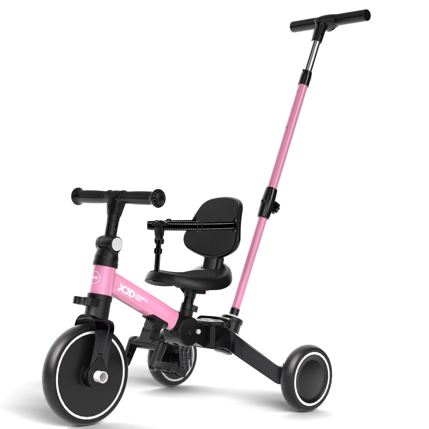 XJD 5 in 1 Tricycles for 1-3 Year Olds, Baby Balance Bike, Christmas & Birthday Gift for Boy & Girl, Toddler Bike with Parent Push Handle, Safety Guard, Backrest & Safety Belt, Blue