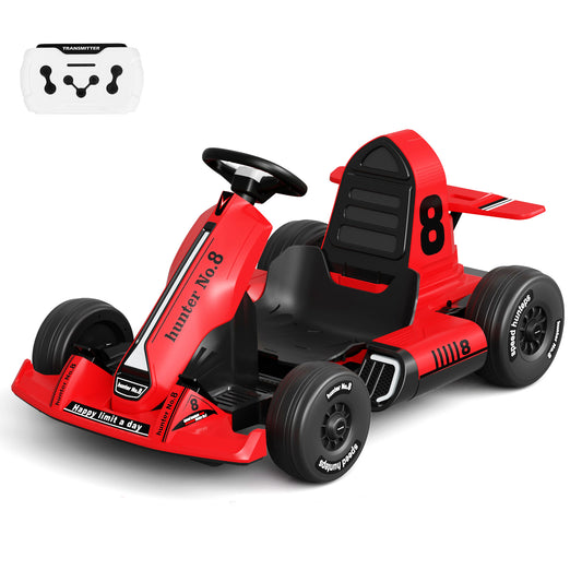 XJD Electric Go Kart for Kids Ages 3-8 12V Battery Powered Pedal Vehicles Ride On Toy Car Outdoor Racing Drift Car with 2 Driving Modes with Bluetooth/FM and Remote Control