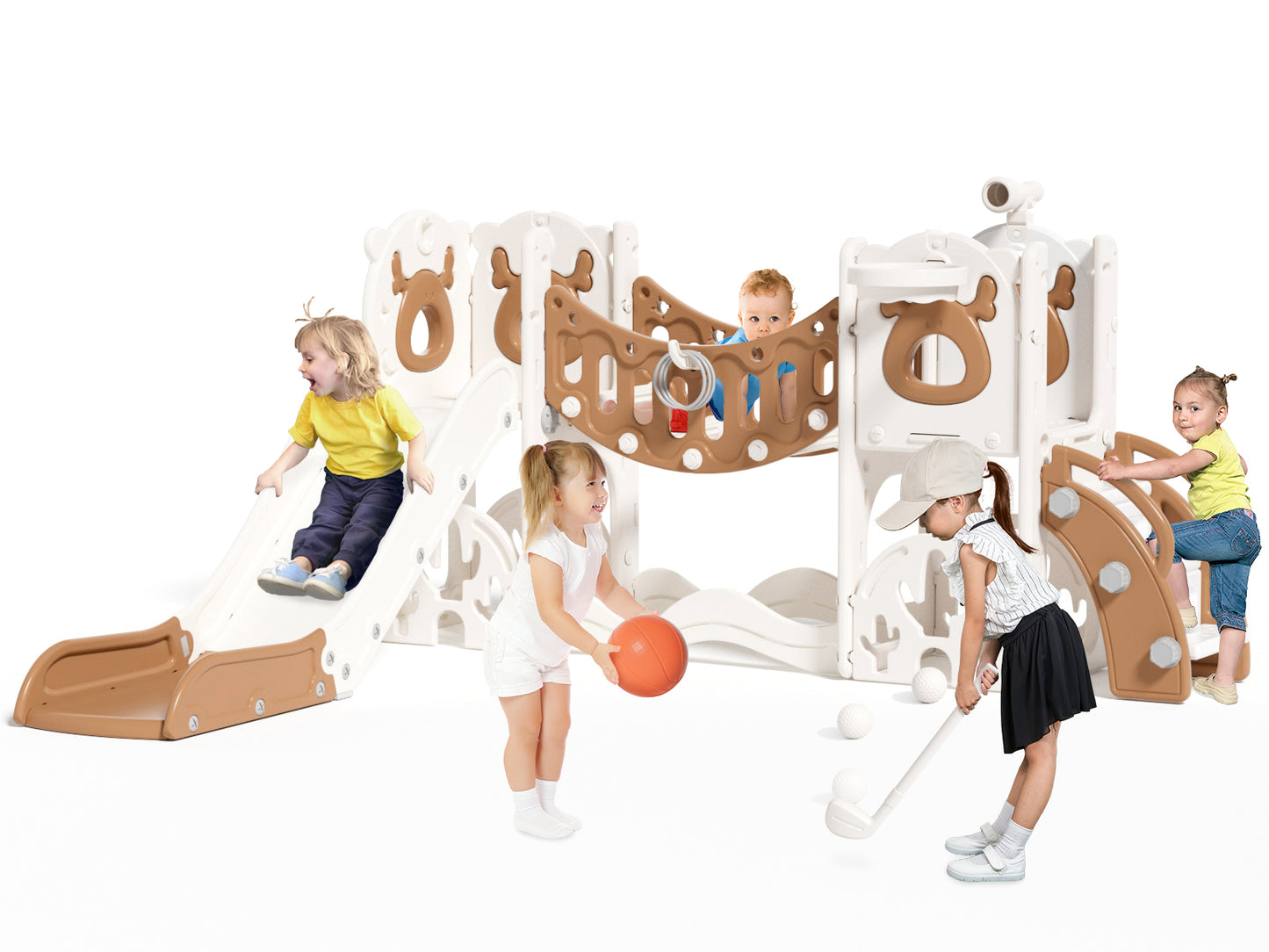 Toddler Slide and Swing Set, Kid Slide for Toddlers Age 1-3, Baby Slide with Basketball Hoop, Indoor Outdoor Slide Toddler Playset Toddler Playground