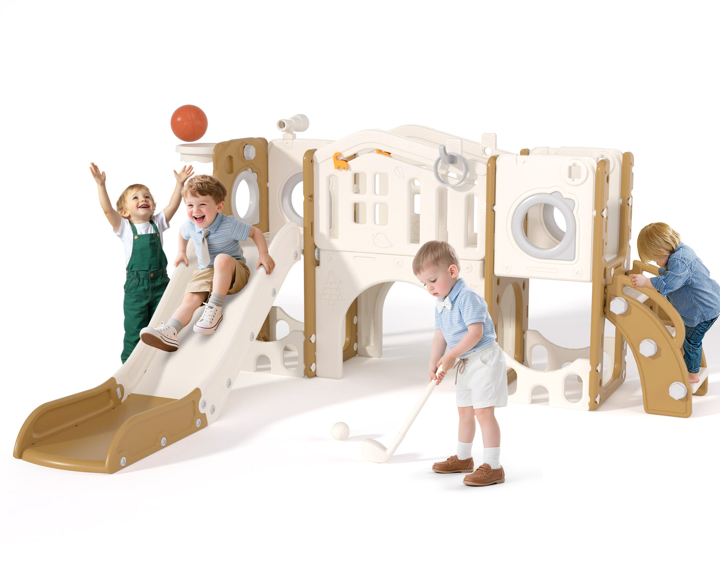 XJD 11 in 1 Toddler Slide PlaySet for kids indoor/outdoor for Toddlers Age 1-3, Blue & Gray