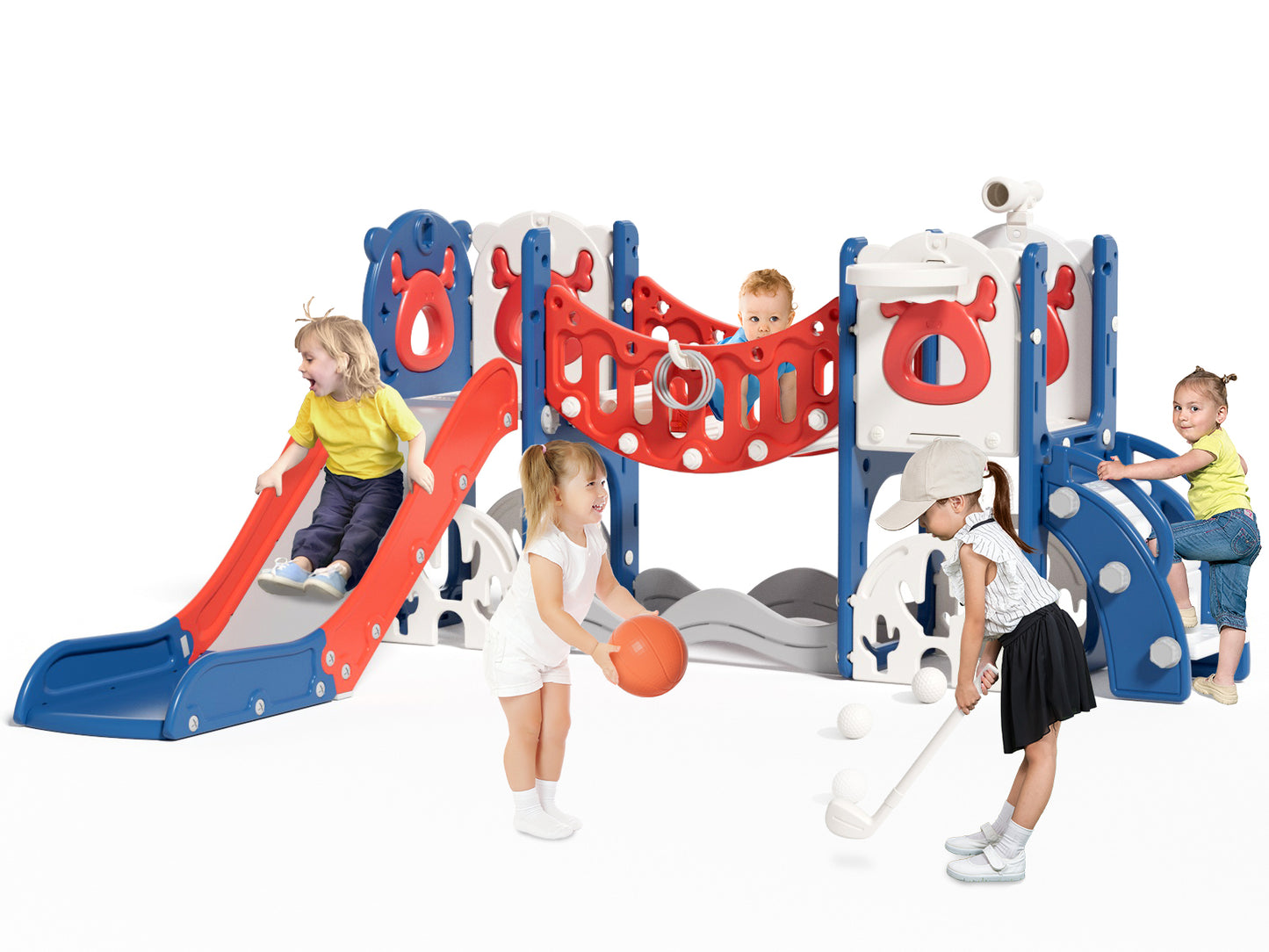 Toddler Slide and Swing Set, Kid Slide for Toddlers Age 1-3, Baby Slide with Basketball Hoop, Indoor Outdoor Slide Toddler Playset Toddler Playground