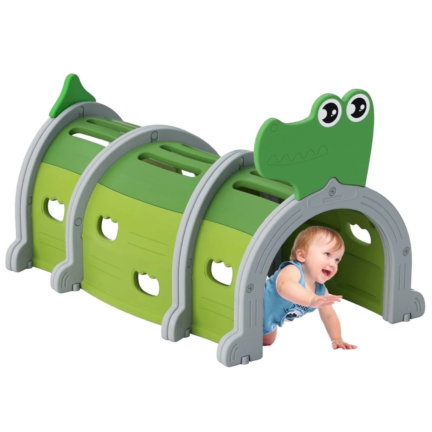 KORIMEFA Kids Play Tunnel for Toddlers, Caterpillar Tunnel Gift for 3-6 Boy Girl, Outdoor Indoor Climb and Crawl Through, 3 Sections, Lion