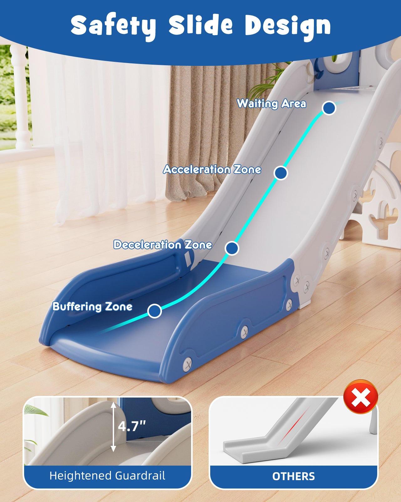 Kids Slide Set with Climber, Toddler Climber Slide Play Set with Basketball Hoop, Tunnel, Bus Playhouse Outdoor Indoor Slide Playset Age 1-6