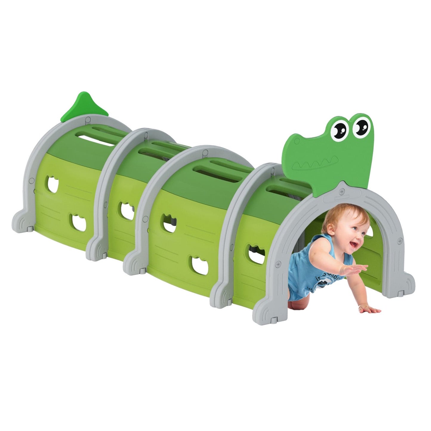 KORIMEFA Kids Play Tunnel for Toddlers, Caterpillar Tunnel Gift for 3-6 Boy Girl, Outdoor Indoor Climb and Crawl Through, 3 Sections, Lion