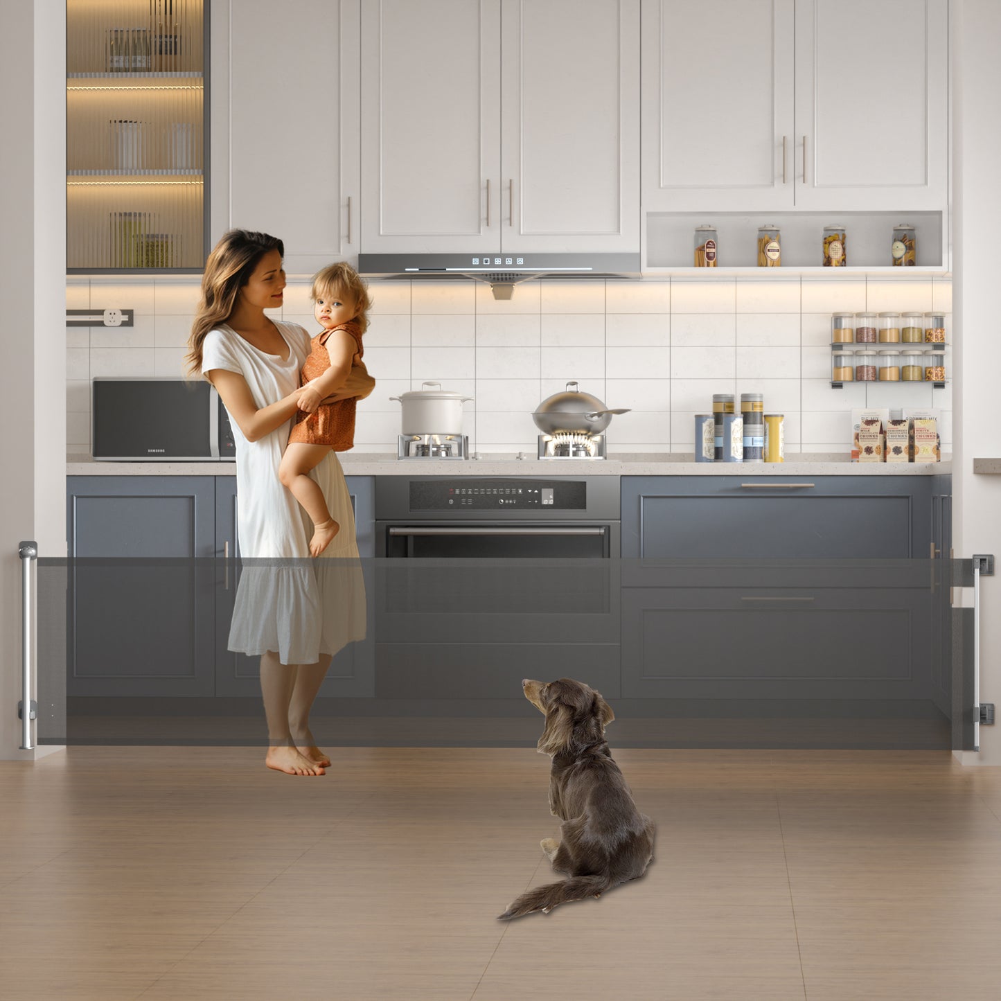 YUFU Retractable Baby Gates for Doorway, Punch-Free Install Extra Wide 71” x 33” Tall for Kids/Child or Pets Indoor and Outdoor Dog Gates for Doorways, Stairs, Hallways, Black