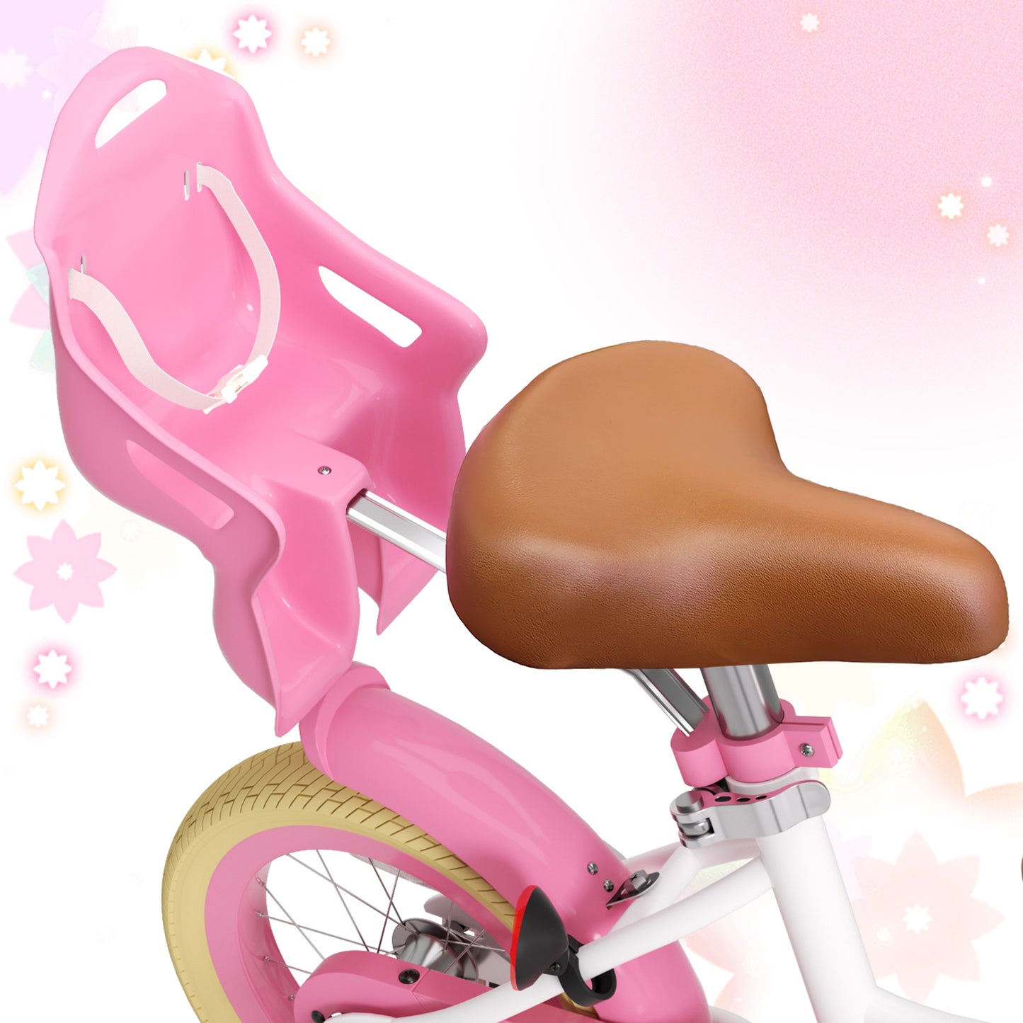 Girls Bike for 2-8 Years Old Kids, 12 14 16 Inch Kids Bike with Training Wheels, Basket and Doll Seat, Children Bicycles with Handbrake & Kickstand, Pink