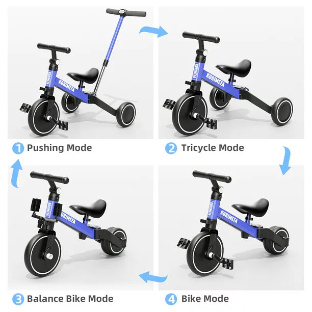 Toddler Bike with Push Handle,Tricycles for 1 to 3 Years Old, Toddler Tricycle with Push Handle for Boy Girl, Baby Bike Balance Bike
