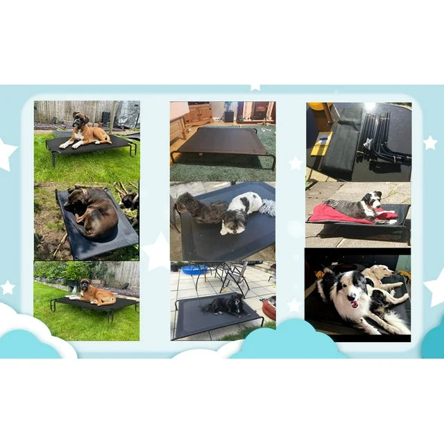 Elevated Dog Bed, Portable Raised Pet Cot with Washable Breathable Mesh, No-Slip Feet Durable Dog Cots Bed for Indoor Outdoor Use