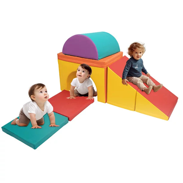 5 PCS Kids Climbing Toys for Toddlers 1-3, Lightweight Couch Kids for Crawling and Sliding, Soft Play Equipment Foam Blocks Climber, Indoor Climb and Crawl Activity Play Set