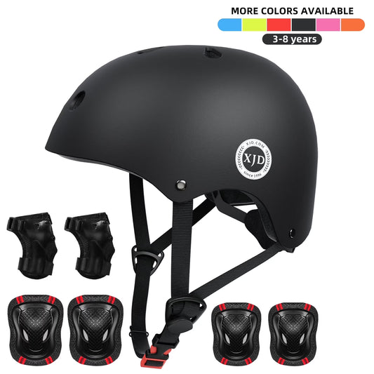 XJD Kids Bike Helmet Toddler Helmet for Kids,Multi-Sport Protective Gear Set for 3-5-8 Years Boys Girls Child Cycling Helmet with Knee Pads Elbow Pads Wrist Guards