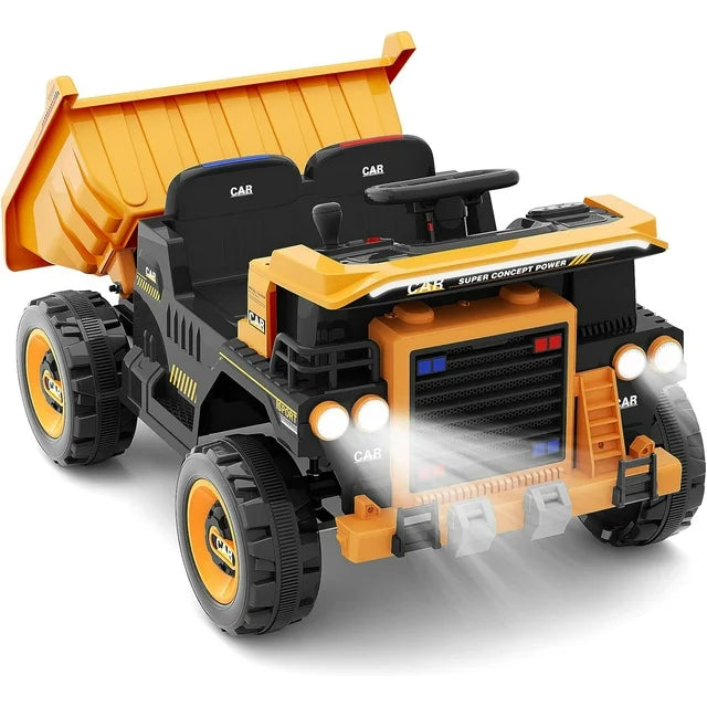 12V Ride On Dump Truck for Kids Electric Car with Remote Control, and Extra Shovel, Kids' Electric Dump Bed Power Ride on Construction Vehicle with Music Ride On Toys