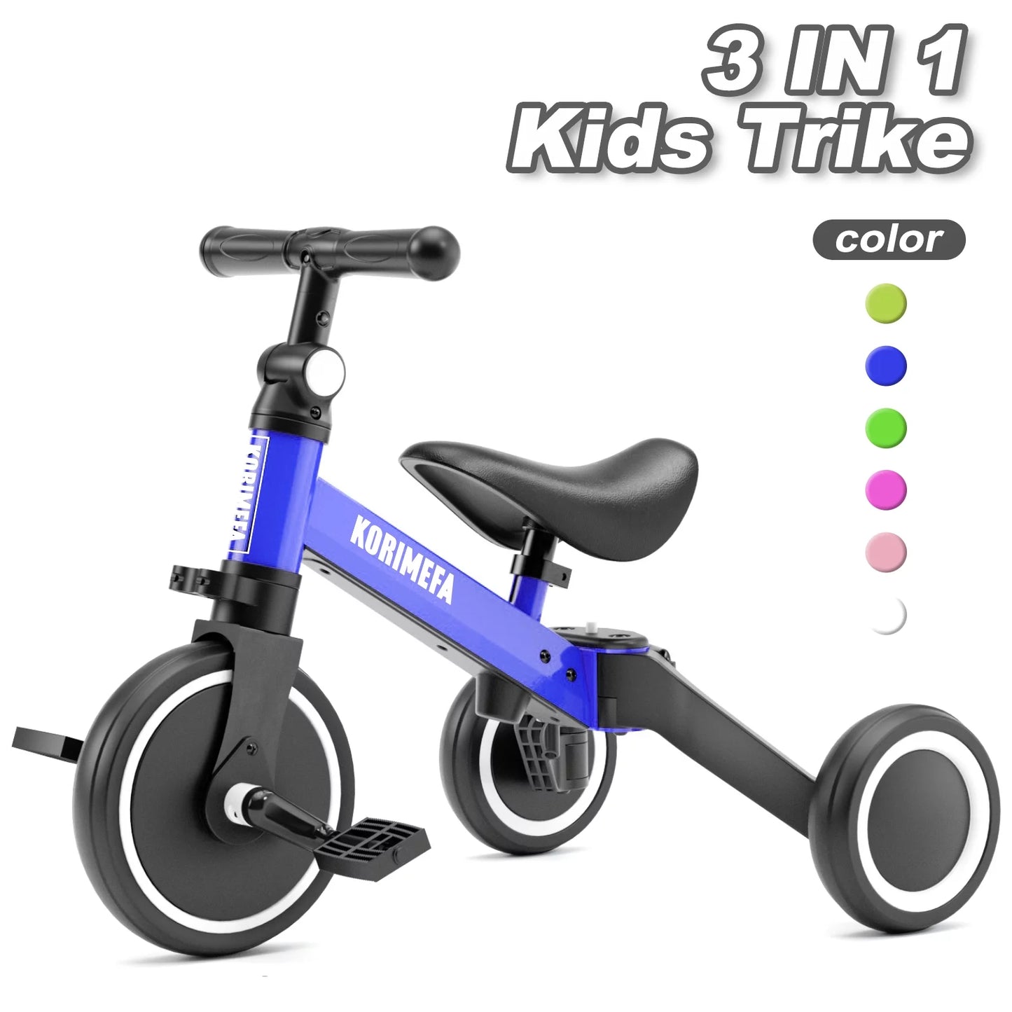 3 in 1 Kids Tricycle for 1-4 year olds, Toddler Bike Kids Trike for Balance Training, Baby Bike for Boy Girl