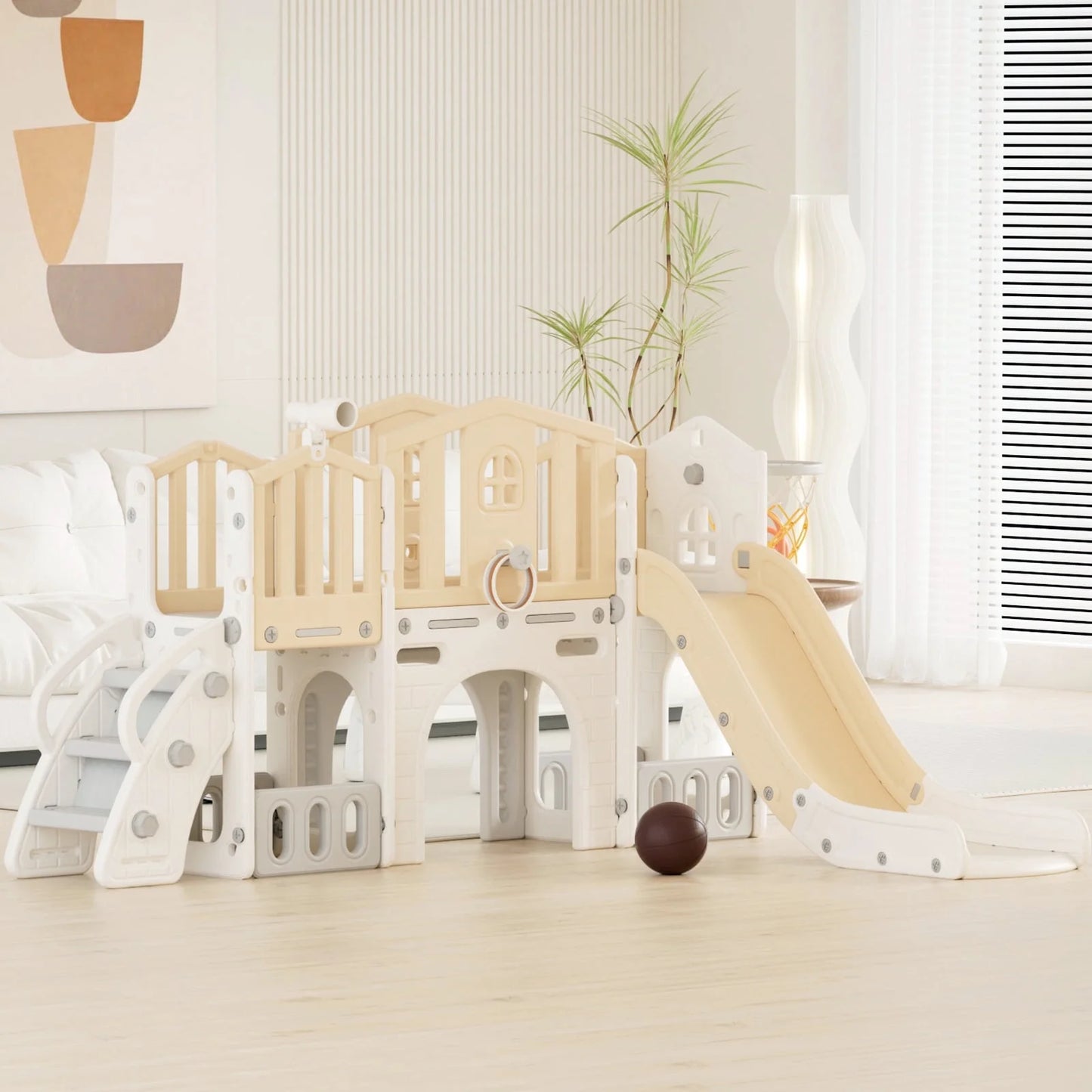8 in 1 Kids Slide Set with Climber, Toddler Climber Slide Play Set