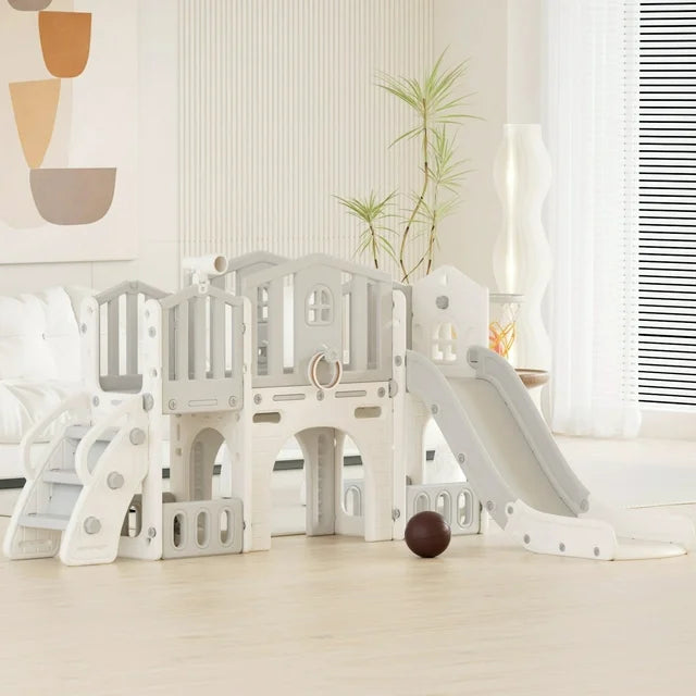 8 in 1 Kids Slide Set with Climber, Toddler Climber Slide Play Set