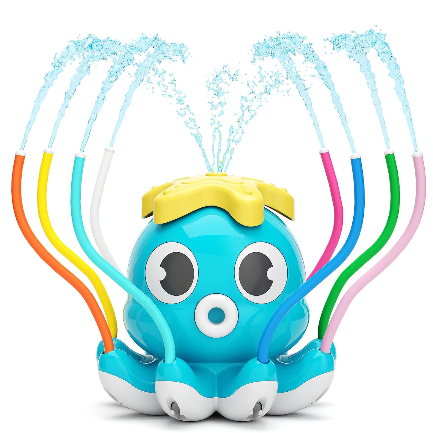 Outdoor Water Spray Sprinkler for Kids Toddlers, Summer Outside Toys Backyard Games with 8 Wiggle Tubes