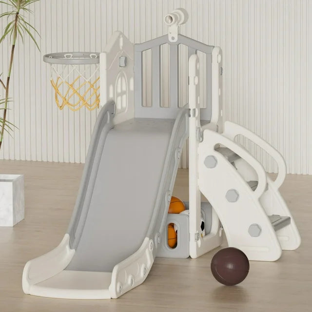 Toddler Slide Set, Slide for Toddlers Age 1-4 with Basketball Hoop and Ball, Slide for Kids