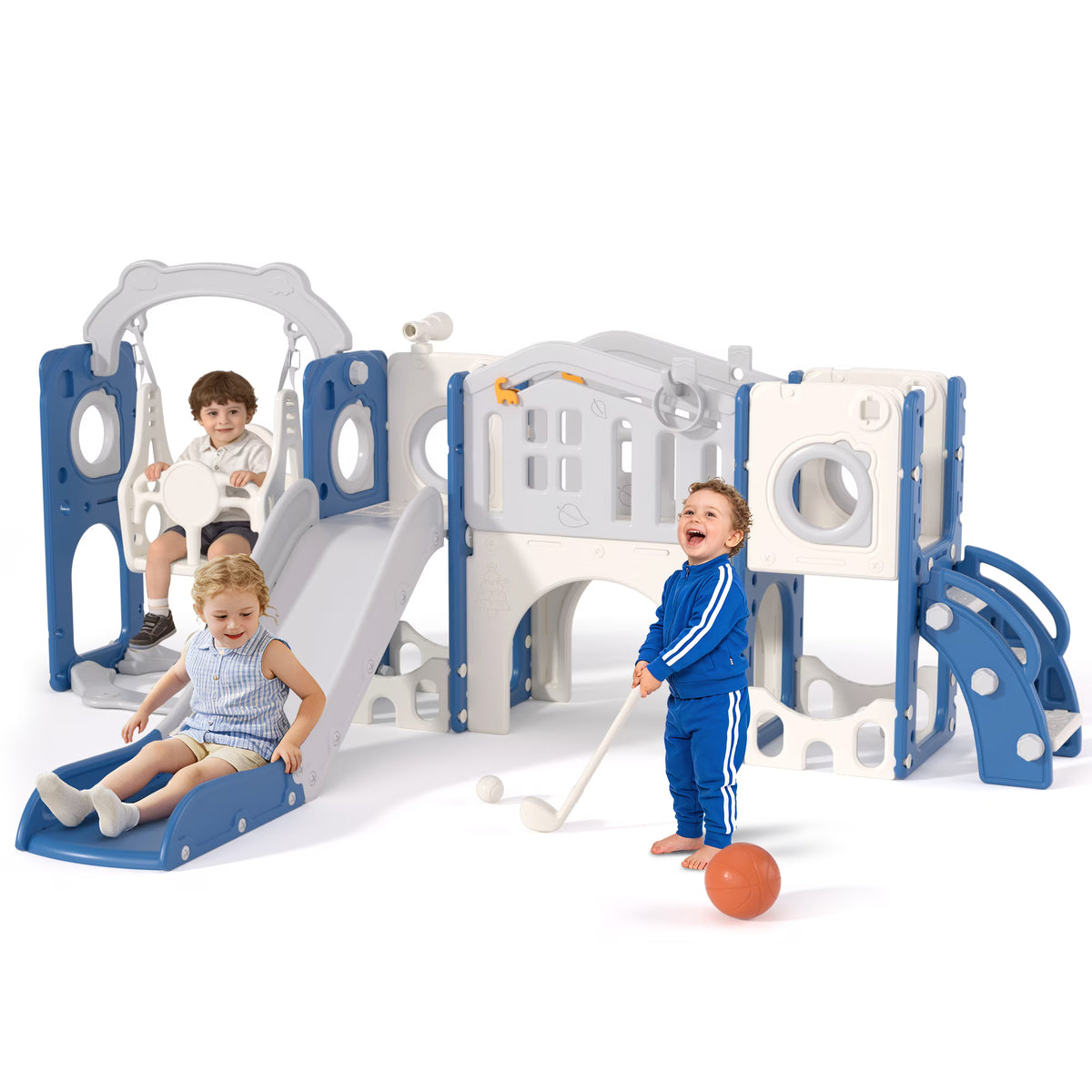 XJD 12 in 1 Toddler Slide and Swing Set - Baby Slide for Toddlers 1-3, Indoor Outdoor Toddler Playset Playground