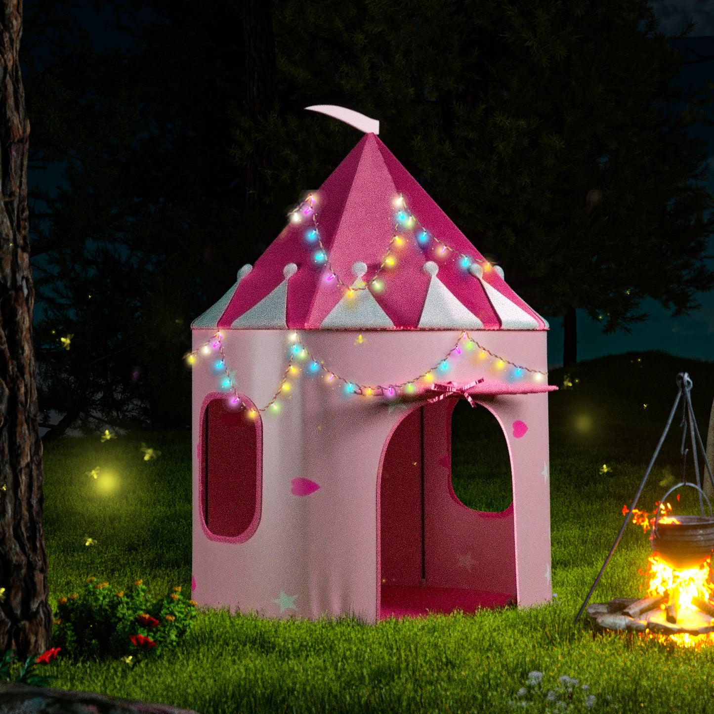 Princess Castle Play Tent with Glow in The Dark Stars, Foldable Pink Pop up Kids Tent Playhouse Toys, for Indoor Outdoor Toddler Children Girls Gifts Tent Girls Toys,Pink