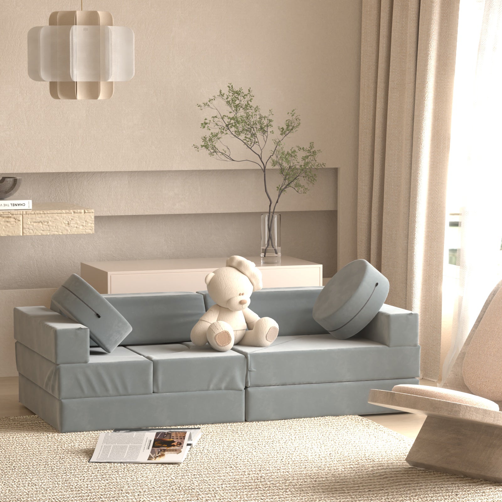 XJD 14pcs Modular Kids Play Couch, Child Sectional Sofa, Fortplay