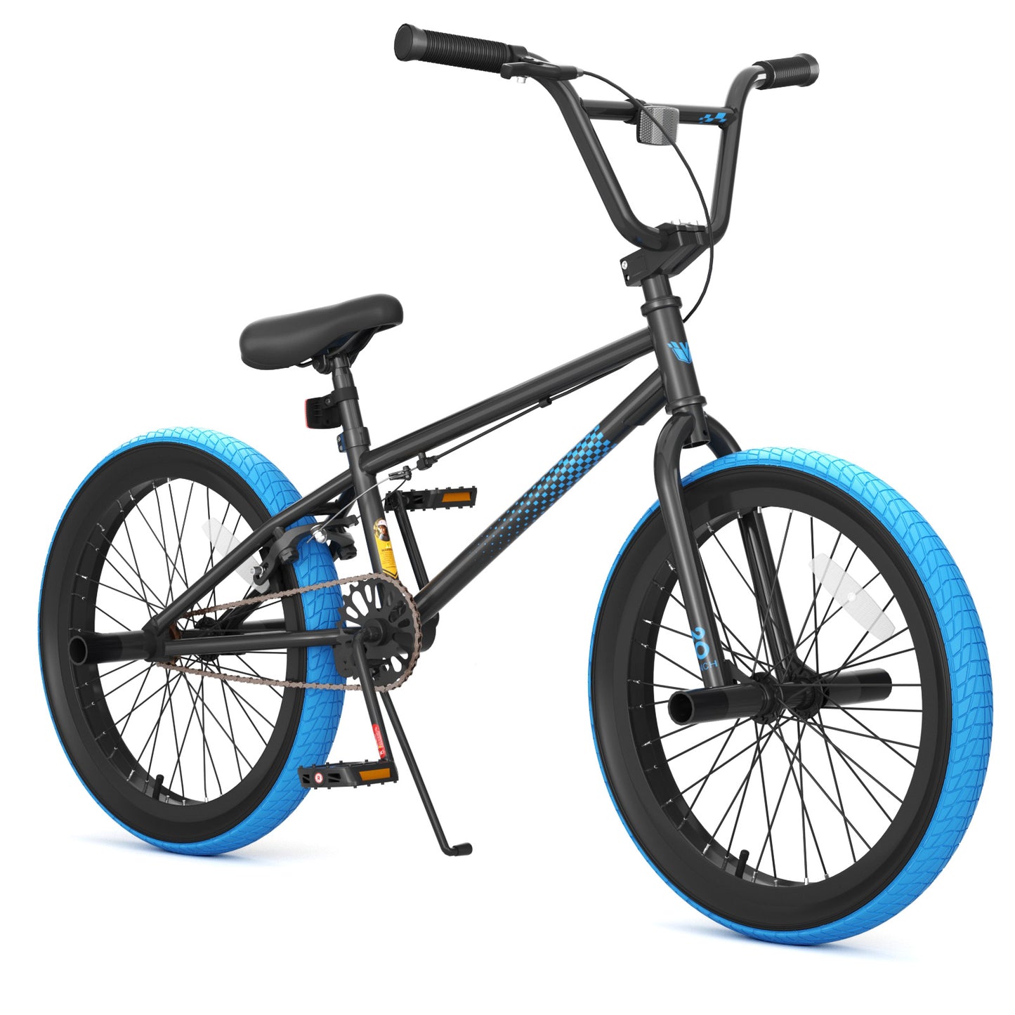 XJD 18/20 inch BMX Bike For Boy Freestyle Cycling Trick Bicycle with 4 Pegs for Teen Beginner 8-12 Years Old Kids,U-brake and Hand-brake levers,Blue