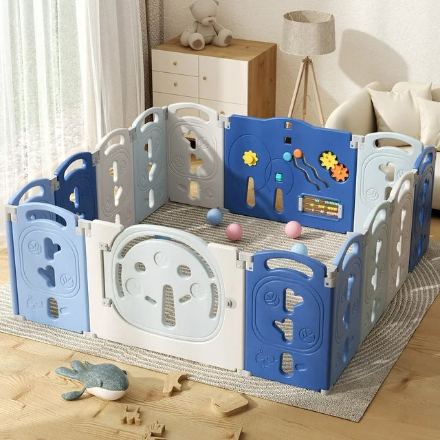 Baby Playpen, Foldable Playpen for Babies and Toddlers, 60x60 inches Baby Fence Play Area, Easy Assemble and Storage, Play Yard for Babies Safety