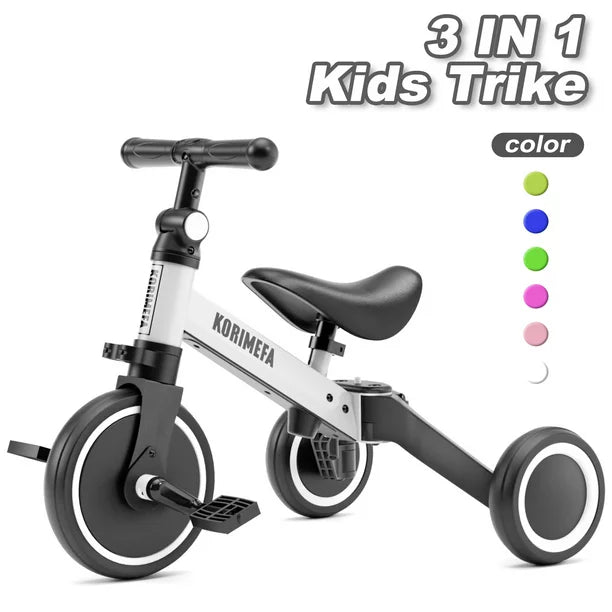 3 in 1 Kids Tricycle for 1-4 year olds, Toddler Bike Kids Trike for Balance Training, Baby Bike for Boy Girl