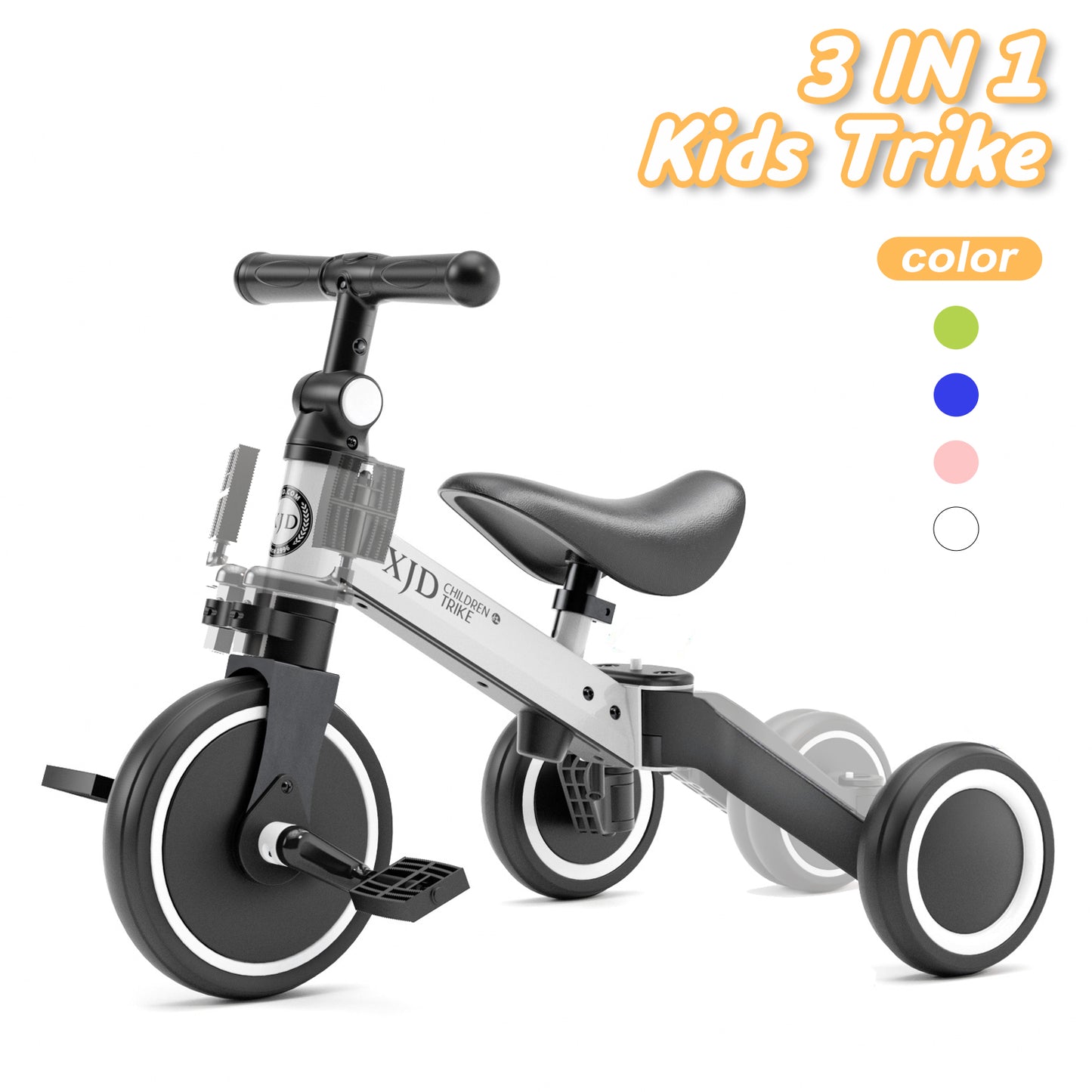 1XJD 3 in 1 Kids Tricycles for 10 Month to 3 Years Old Toddler Bike Kids Trike Boys Girls,Blue
