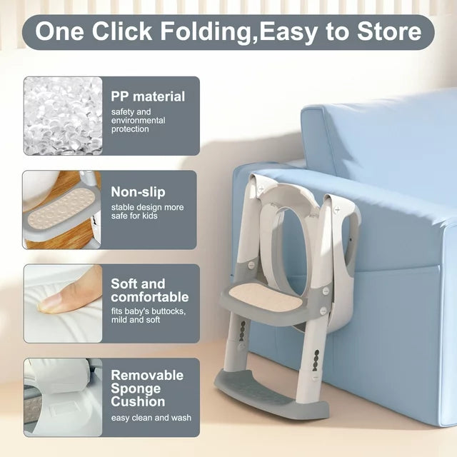Toilet Potty Chair, Ladder Toilet Trainer Step up Potty for Toddlers Boys Girls