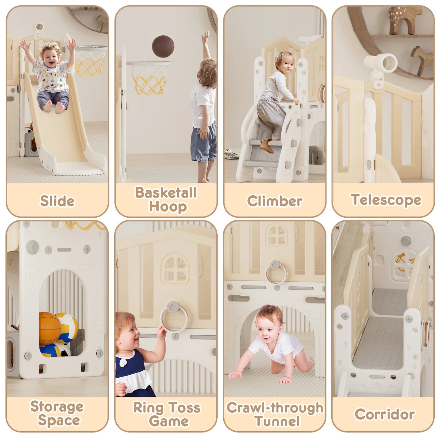 8 in 1 Kids Slide Set with Climber