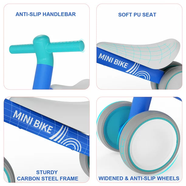 Baby Balance Bike, Toddler Bicycle, Riding Toy for 1-3 Year Old Boys Girls, First Bike Birthday Gift Blue