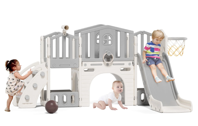 8 in 1 Kids Slide Set with Climber, Toddler Climber Slide Play Set