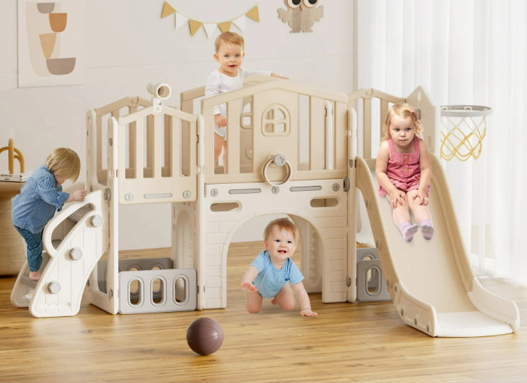8 in 1 Kids Slide Set with Climber, Toddler Climber Slide Play Set