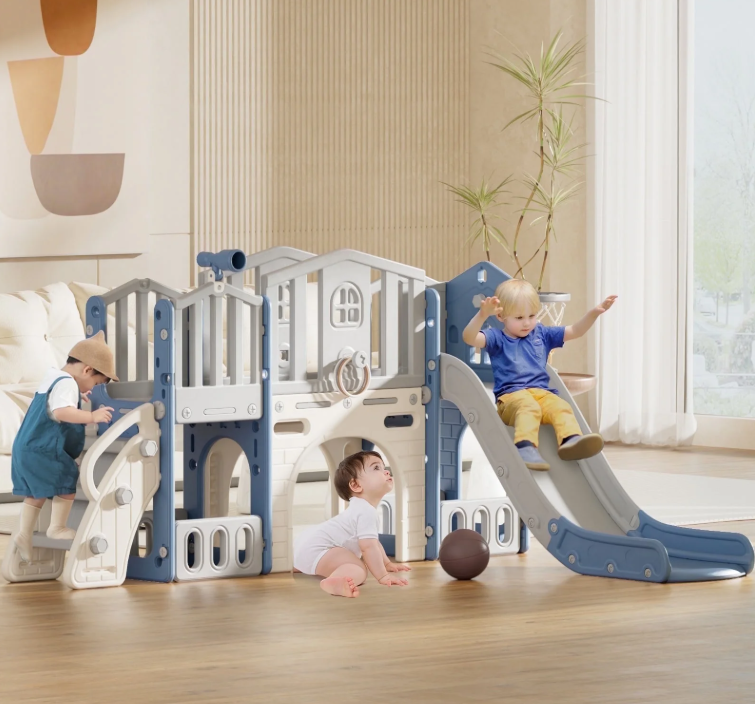 8 in 1 Kids Slide Set with Climber, Toddler Climber Slide Play Set