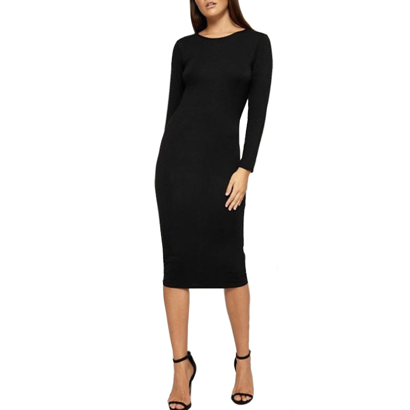 Crew Neck Cotton Pencil Dress