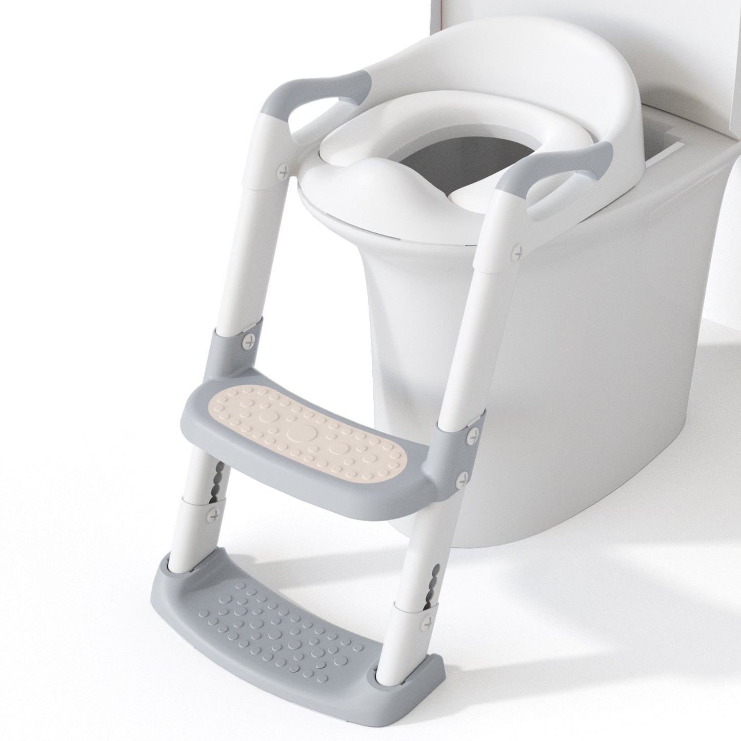 XJD Toddler Potty Training Seat for Toilet with Ladder Toddler Potty Seat for Kids Foldable 2 in 1 Adjustable Toilet Training Seat with Comfortable Cushion Anti-Slip Pads for Boys Girls