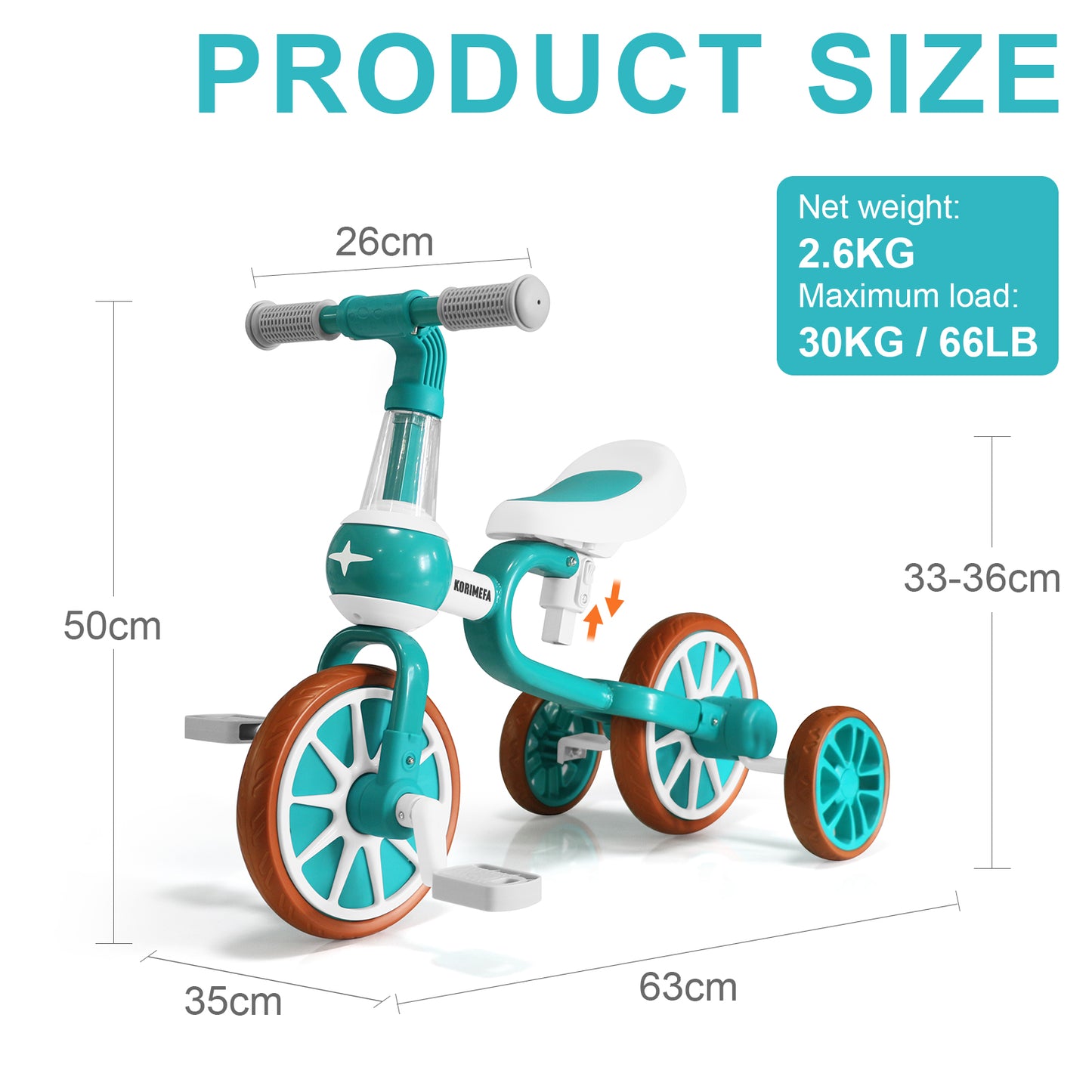 XJD 3 in 1 Kids Tricycles for 1-3 year olds Kids Trike Toddler Bike