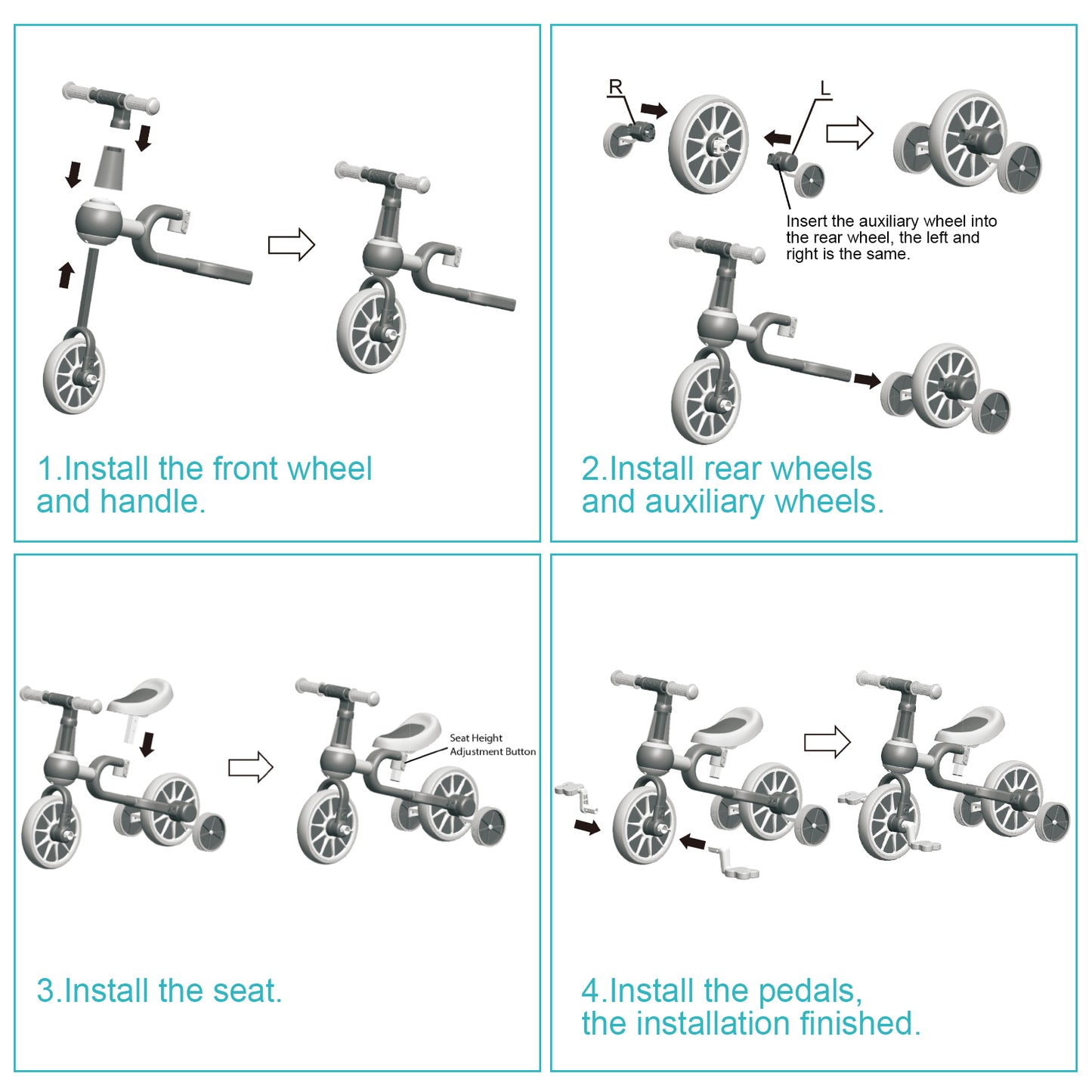 XJD 3 in 1 Kids Tricycles for 1-3 year olds Kids Trike Toddler Bike