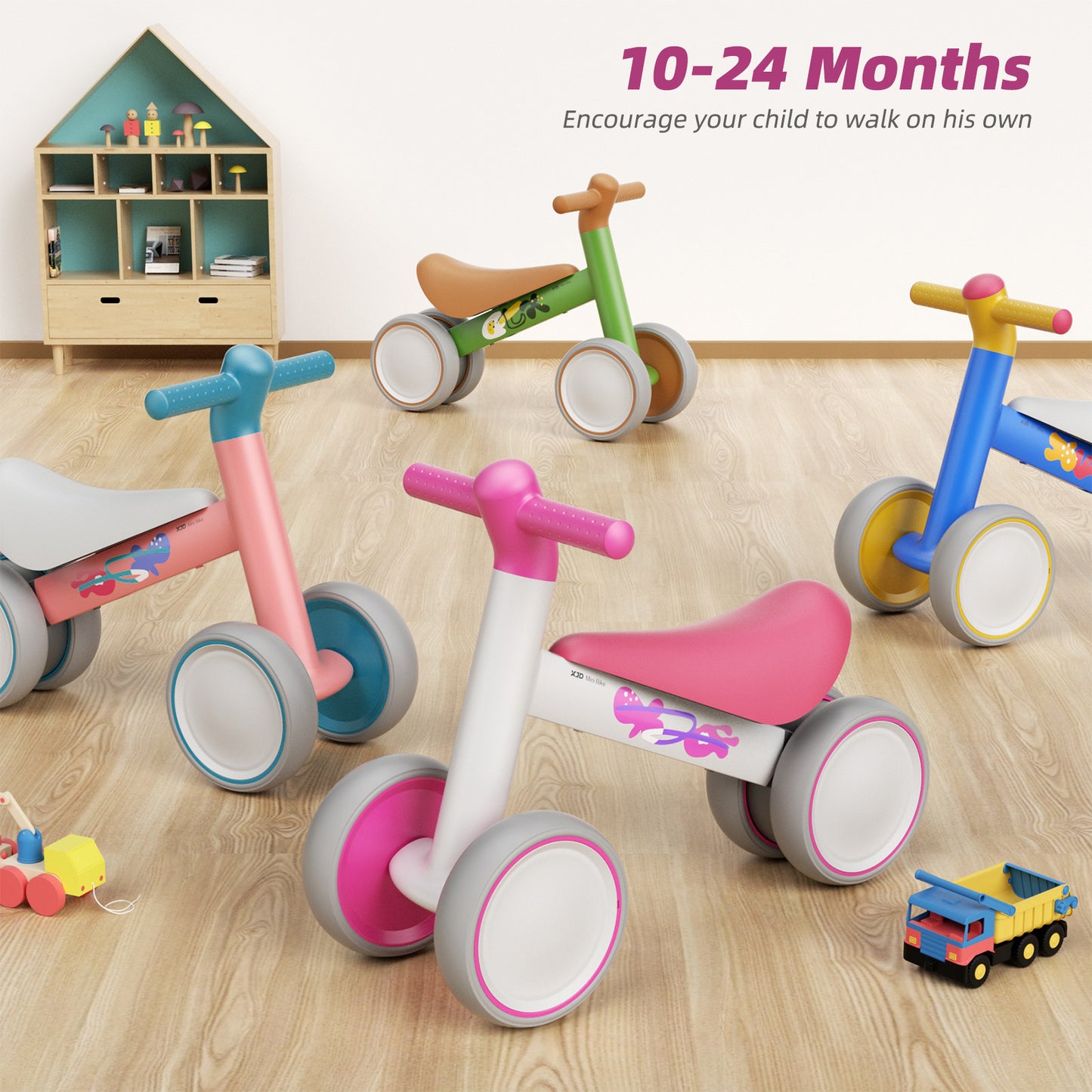 XJD Baby Balance Bike Bicycle Ride on Toys for 1 Year Old Boy First Birthday Girl,Pink
