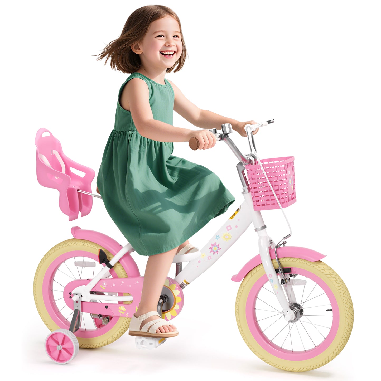 XJD Girls Bike for 2-9 Years Old Toddlers and Kids,12 14 16 Inch Kids Bike with Basket and Bell Training Wheels, 12 Inch Kid's Bicycle with Kickstand & Adjustable Seat Handlebar Height