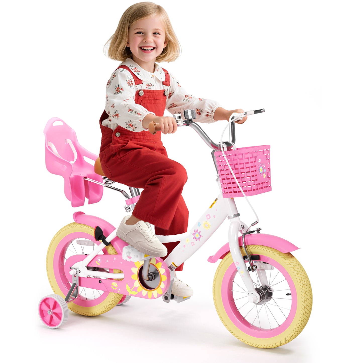 XJD Girls Bike for 2-9 Years Old Toddlers and Kids,12 14 16 Inch Kids Bike with Basket and Bell Training Wheels, 12 Inch Kid's Bicycle with Kickstand & Adjustable Seat Handlebar Height