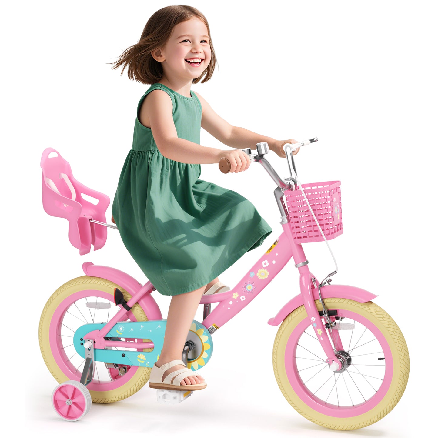 XJD Girls Bike for 2-9 Years Old Toddlers and Kids,12 14 16 Inch Kids Bike with Basket and Bell Training Wheels, 12 Inch Kid's Bicycle with Kickstand & Adjustable Seat Handlebar Height