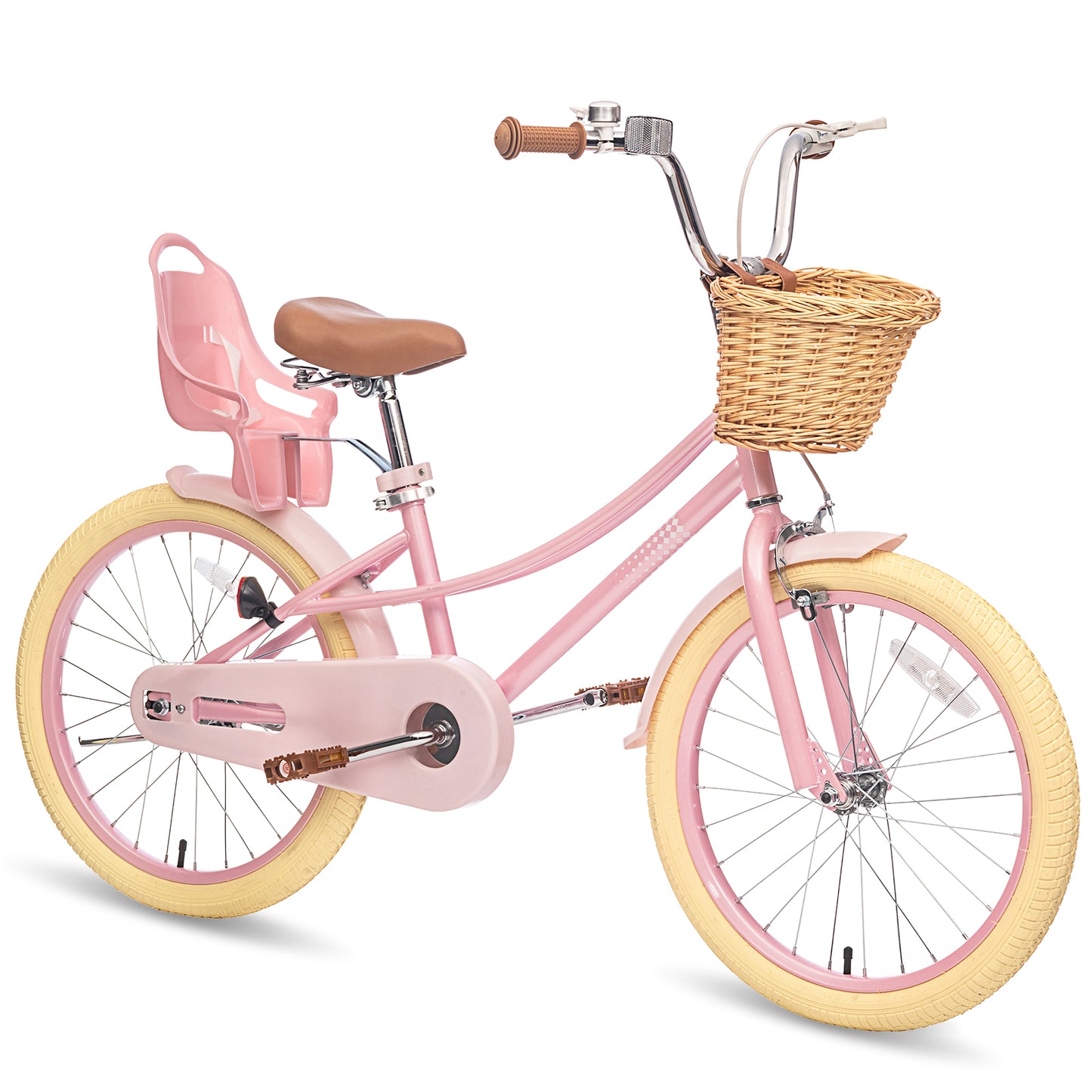 XJD Girls Bike for 7-12 Years Old Toddlers and Kids,20 Inch Kids Bike with Basket and Bell Training Wheels, Adjustable Seat Handlebar Height