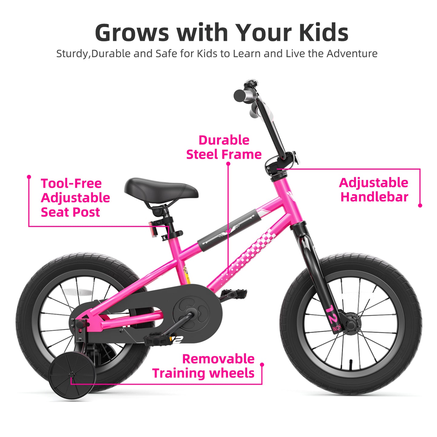Kids Bike , 12 14 16 Inch Kids Bike BMX Style Bicycle with Training Wheels Coaster Brake for 2-8 Years Old Toddlers Boys Girls Multiple Colors